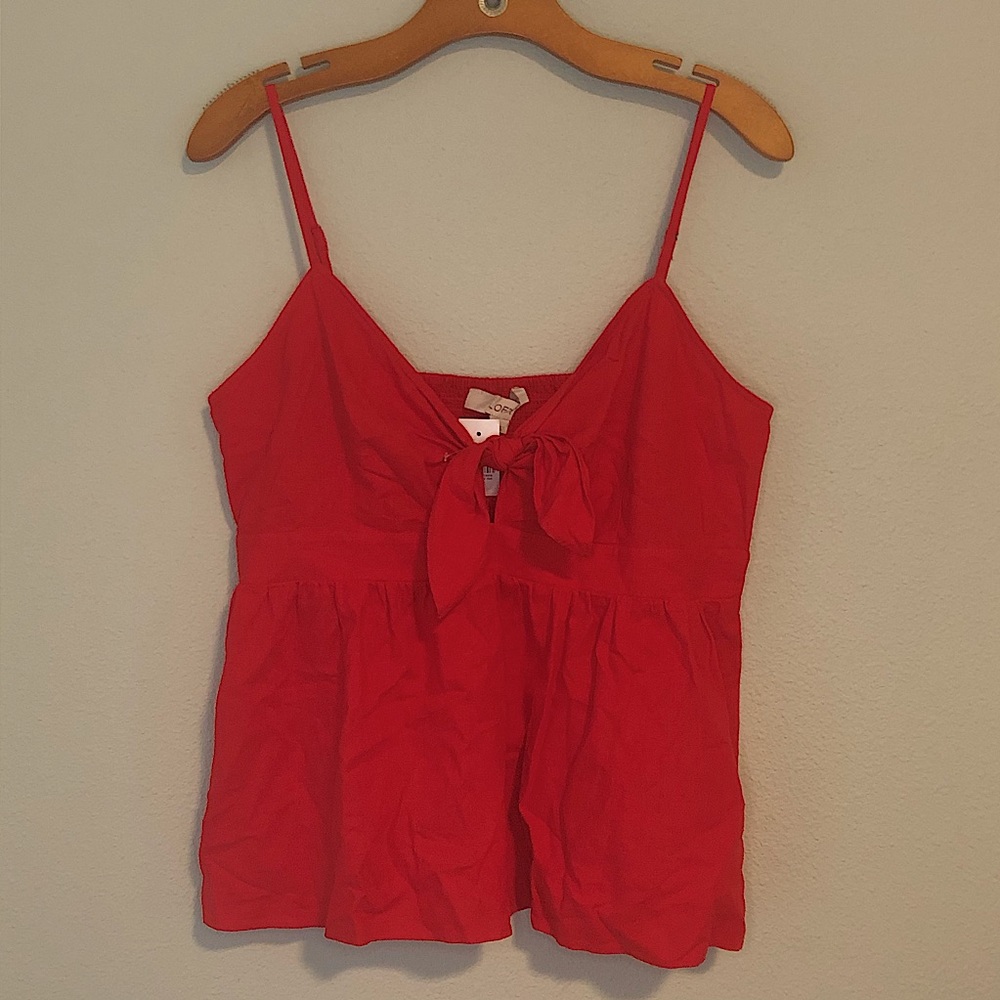 Tie-front linen tank